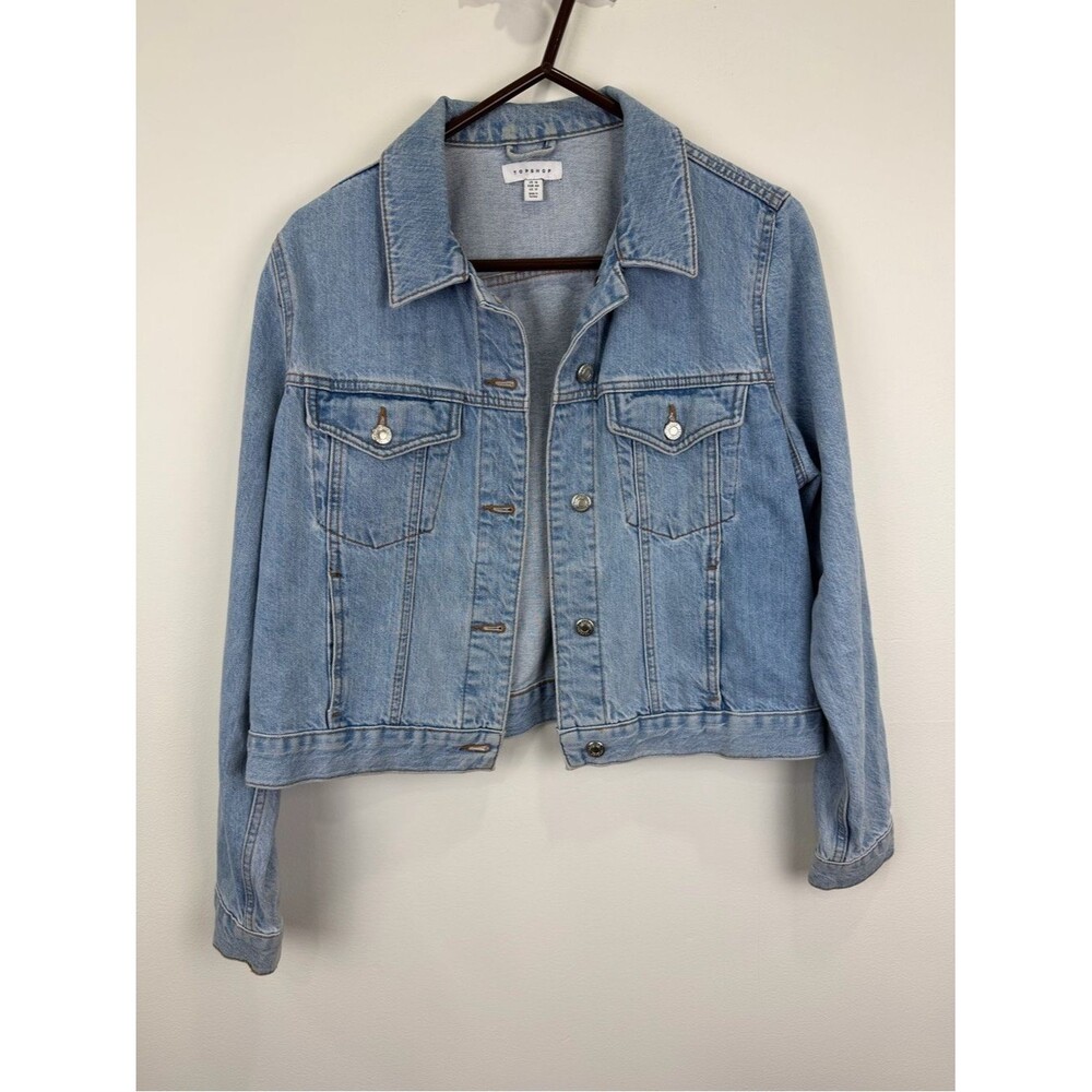 Topshop Light Wash Denim Jacket Classic Trucker Y2K Casual Core US 12